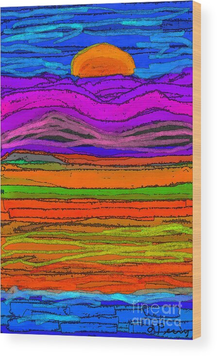 Abstrct Art Wood Print featuring the digital art Day's End by D Perry