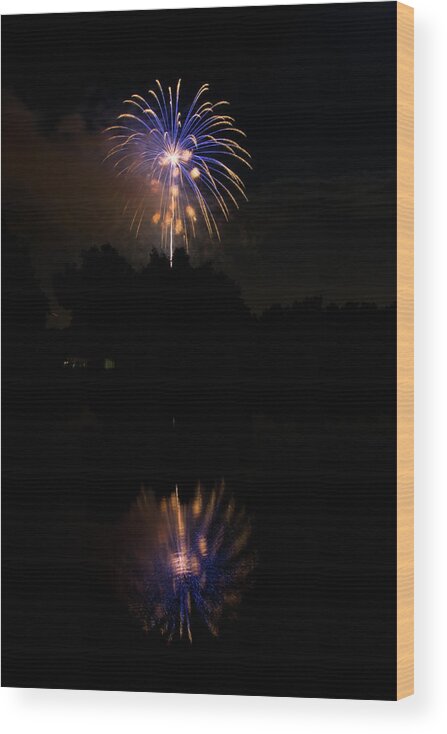 4th Of July Wood Print featuring the photograph Fireworks Reflection by James BO Insogna