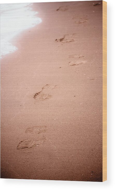 Alone Wood Print featuring the photograph Footprints by Jarrod Erbe