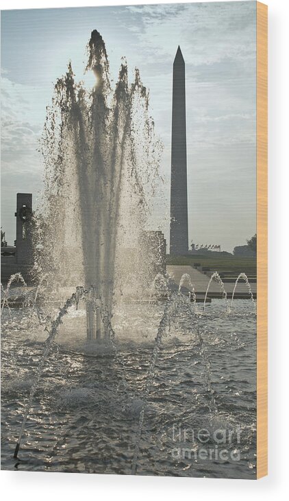 Wwii Memorial Wood Print featuring the photograph Fountain and Monument by Jim Moore