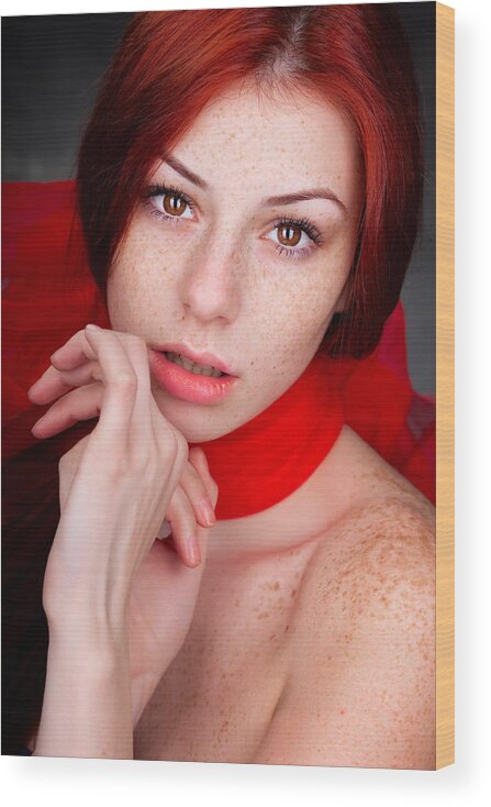Woman Wood Print featuring the photograph Freckles by Matusciac Alexandru
