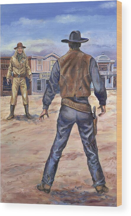 Gunslingers Wood Print featuring the painting Gunslingers by Page Holland