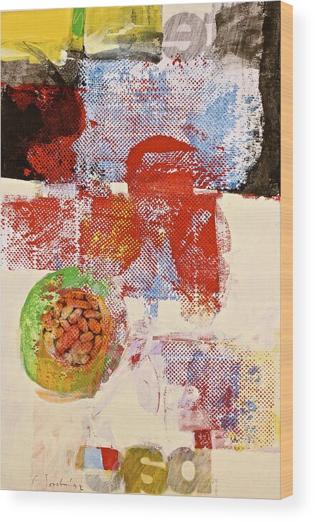 Abstract Paintings Wood Print featuring the painting Holy Bread Bag Whats That by Cliff Spohn