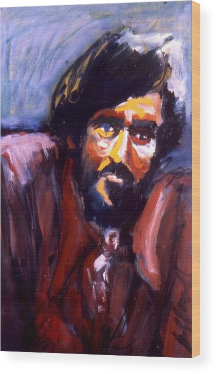 Portrait Wood Print featuring the painting Jim Mitchel by Les Leffingwell