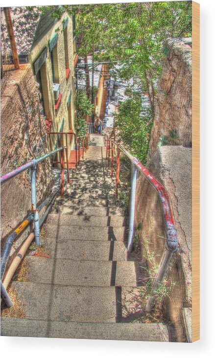 Bisbee Wood Print featuring the photograph Looking Down the Steps by John Handfield