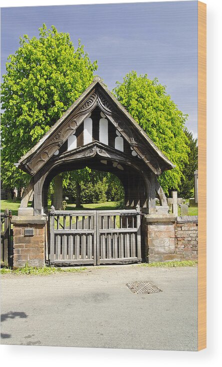 Trees Wood Print featuring the photograph Lychgate of All Saints Church - Alrewas by Rod Johnson