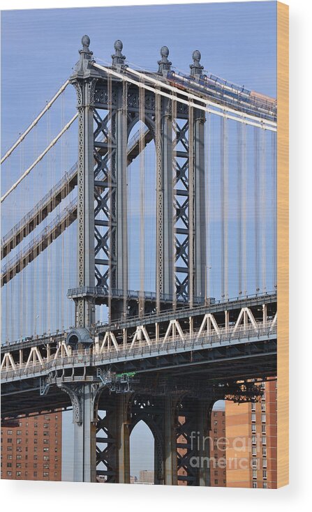 Manhattan Wood Print featuring the photograph Manhattan Bridge by Zawhaus Photography