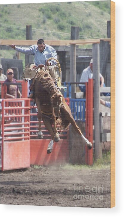 Rodeo Wood Print featuring the photograph Mid-Air by KD Johnson