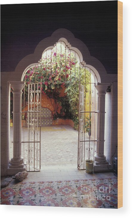 Mexico Wood Print featuring the photograph Moorish Doorway Campeche Mexico by John Mitchell