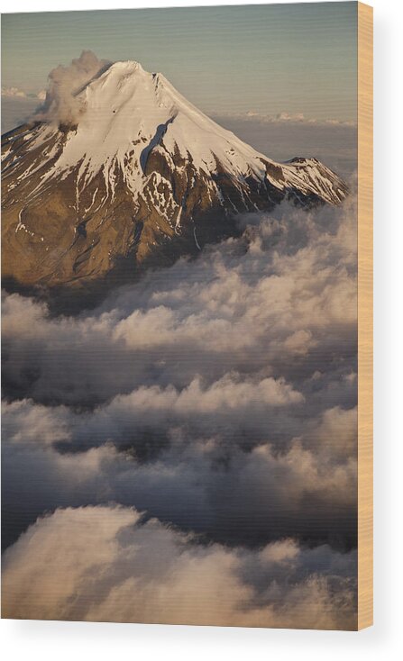 00447578 Wood Print featuring the photograph Mount Taranaki Above The Clouds New by Colin Monteath