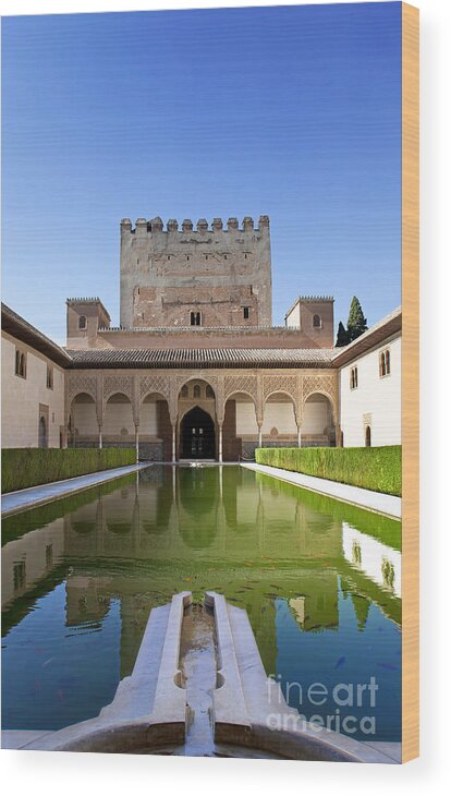 Alhambra Wood Print featuring the photograph Nasrid Palace from fish pond by Jane Rix