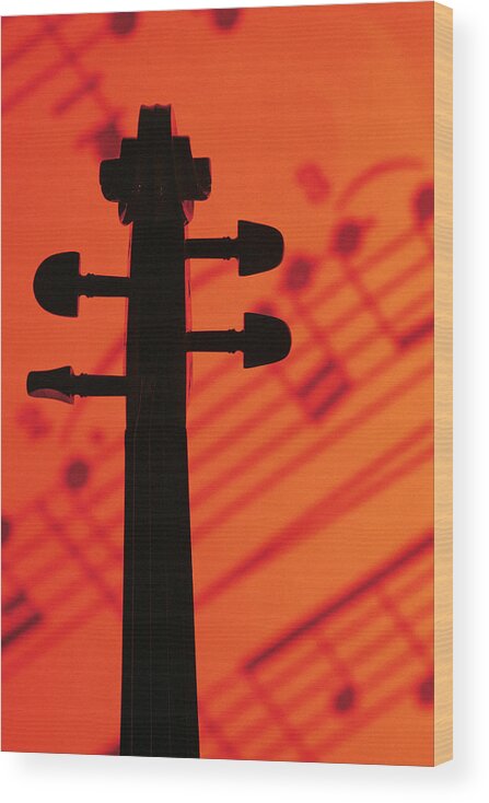 Cut Out Wood Print featuring the photograph Neck Of Violin Sheet Music by Comstock
