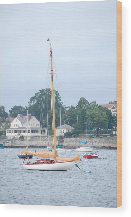 Newport Ri Wood Print featuring the photograph Newport RI Wooden Sailboat by Mary McAvoy