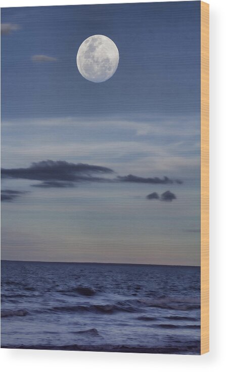 Moon Wood Print featuring the photograph Ocean Moon by Douglas Barnard