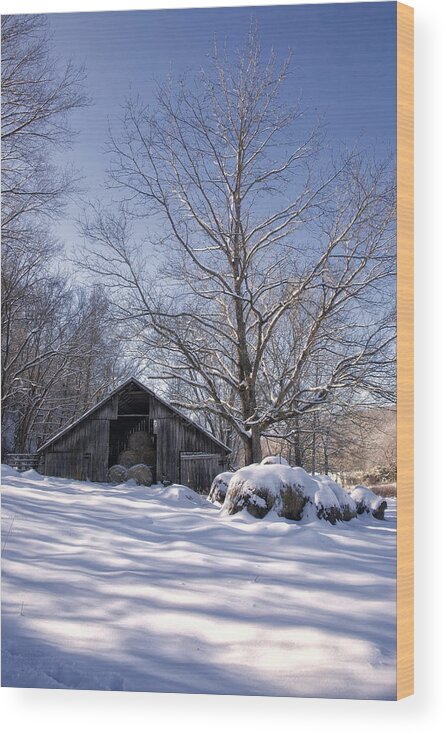 Hay Barn Wood Print featuring the photograph Old Hay Barn in Deep Snow by Michael Dougherty