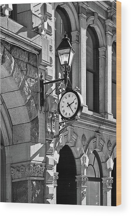 Clocks Wood Print featuring the photograph Old Montreal Scene by Burney Lieberman