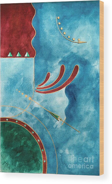 Blue Wood Print featuring the painting On the Straight and Arrow by Teri Atkins Brown