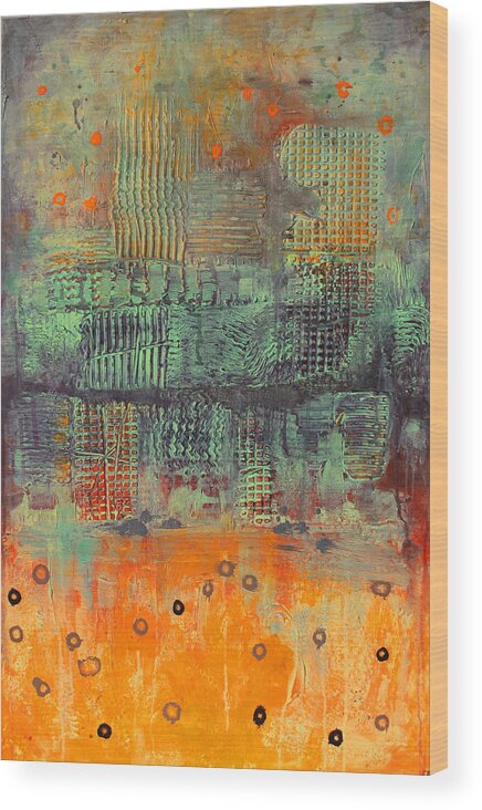 Orange Wood Print featuring the painting Orange abstract by Lolita Bronzini