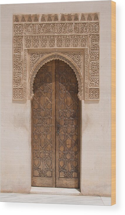 Alhambra Wood Print featuring the photograph Ornate Door Alhambra by David Kleinsasser