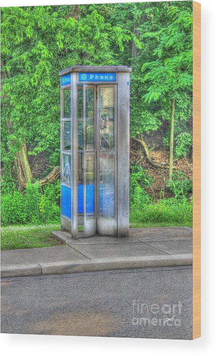 Hdr Wood Print featuring the photograph Phone Booth at Eden Park by Jeremy Lankford