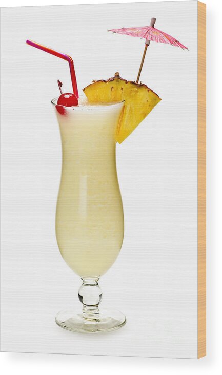 Pina Wood Print featuring the photograph Pina colada cocktail by Elena Elisseeva