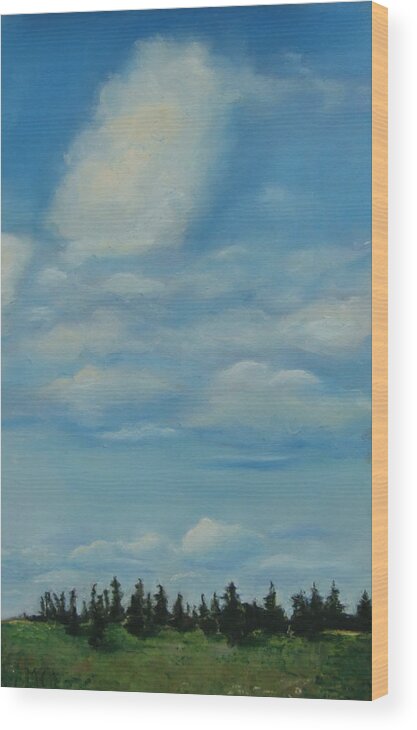 Clouds Wood Print featuring the painting Pioneer Clouds by Marie-Claire Dole