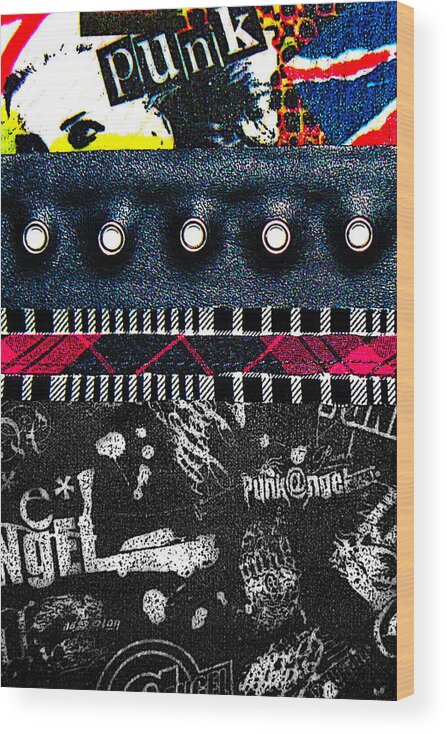Punk Wood Print featuring the digital art Punk Rock 5 of 6 by Roseanne Jones