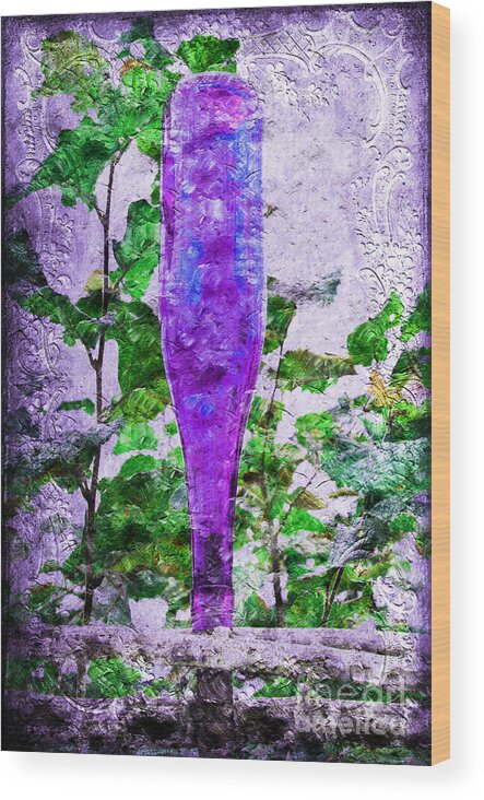 Glass Wood Print featuring the photograph Purple Bottle Triptych 2 of 3 by Andee Design
