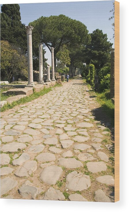 Roman Road Wood Print featuring the photograph Roman Road, Ostia Antica by Sheila Terry