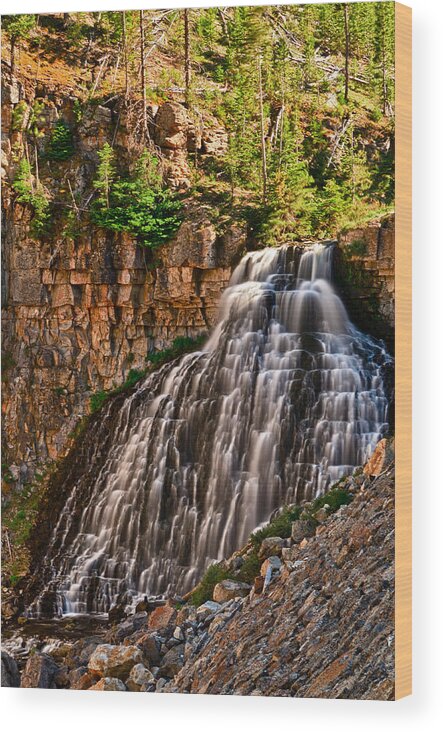 Yellowstone Wood Print featuring the photograph Rustic Falls by Greg Norrell