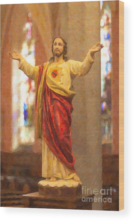 Clarence Holmes Wood Print featuring the photograph Sacred Heart of Jesus by Clarence Holmes