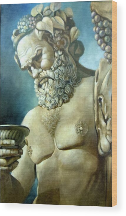 Ancient Wood Print featuring the painting Salutations from Bacchus by Geraldine Arata