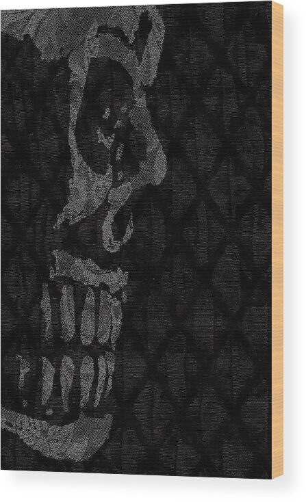 Skull Wood Print featuring the digital art Sombre Skull by Roseanne Jones