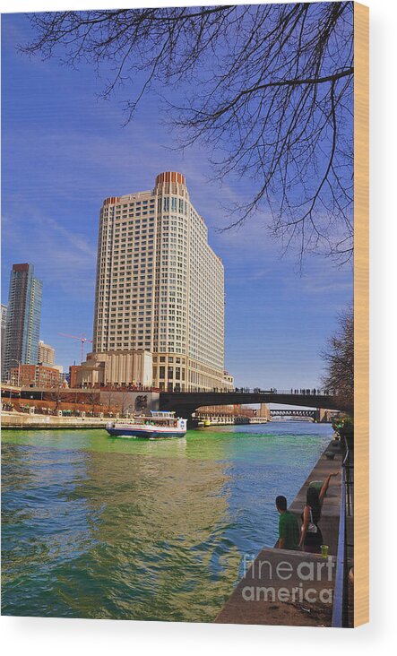 Chicago Wood Print featuring the photograph St Patrick's Day by Dejan Jovanovic