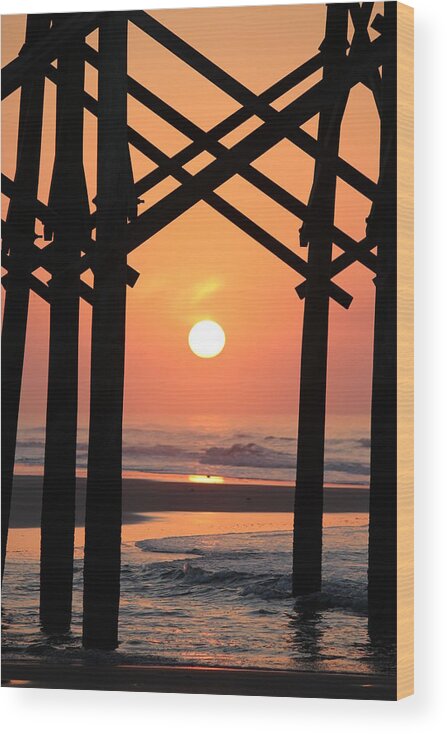 Pier Wood Print featuring the photograph Sunrise at Folly Pier by David White