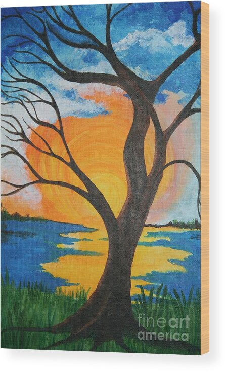 Sunsets Wood Print featuring the painting Sunset I by Christina A Pacillo