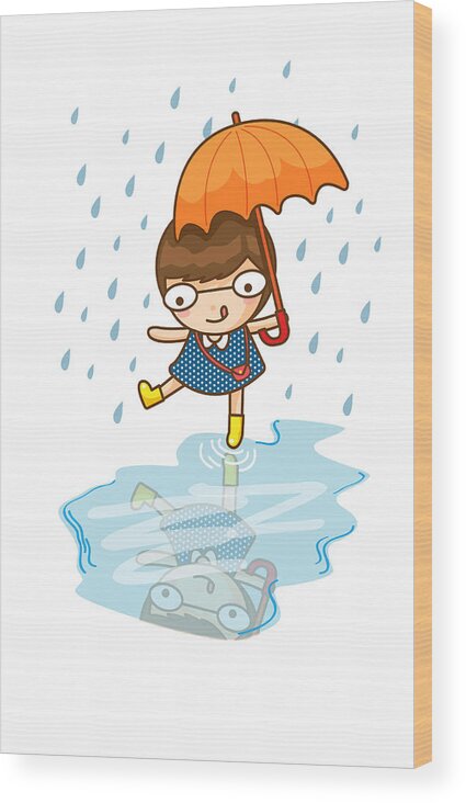 Child Wood Print featuring the photograph Sweet Rain by Littlebirth