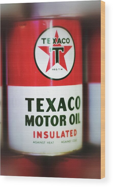 Oil Wood Print featuring the photograph Texaco Oil Can by Scott Wyatt