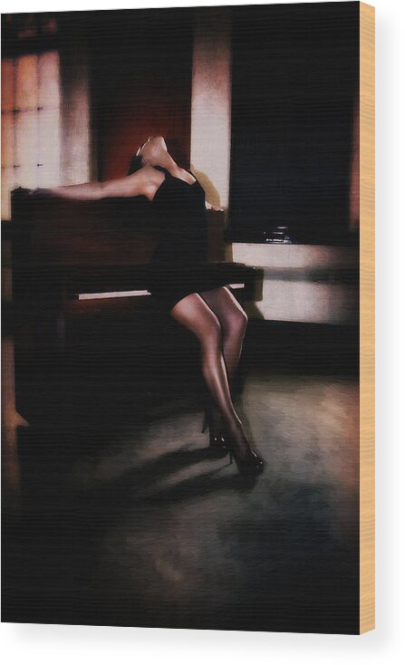 Piano Wood Print featuring the digital art The Piano Girl by Diane Dugas