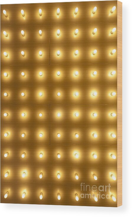 Abstract Wood Print featuring the photograph Theater Lights in Rows by Paul Velgos