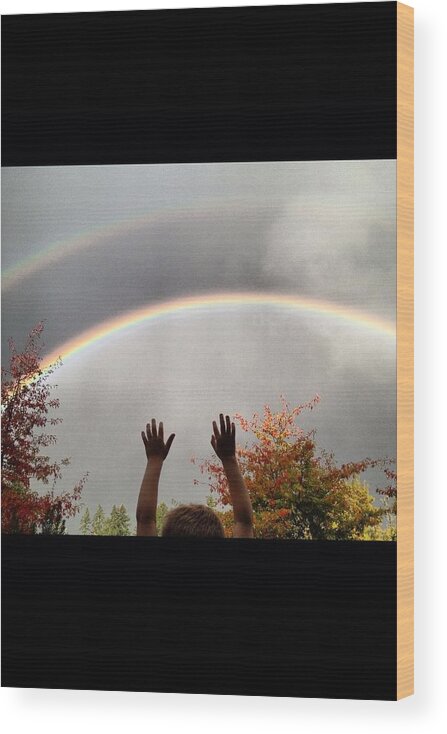 Rainbow Wood Print featuring the photograph To touch a rainbow. by Julie Elizabeth