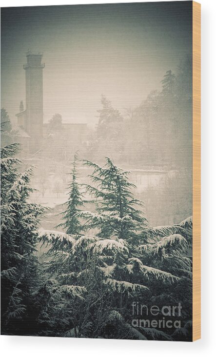 Turret Wood Print featuring the photograph Turret in snow by Silvia Ganora