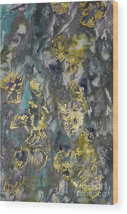 Encaustic Wood Print featuring the painting Untitled 3 Series Of 3 by Heather Hennick