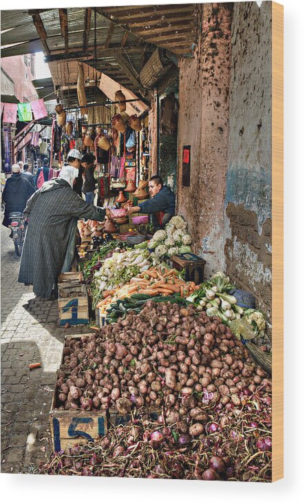 Marrakesh Wood Print featuring the photograph Veg alley by Marion Galt