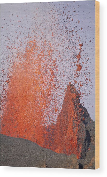 00140929 Wood Print featuring the photograph Volcanic Eruption, Spatter Cone by Tui De Roy