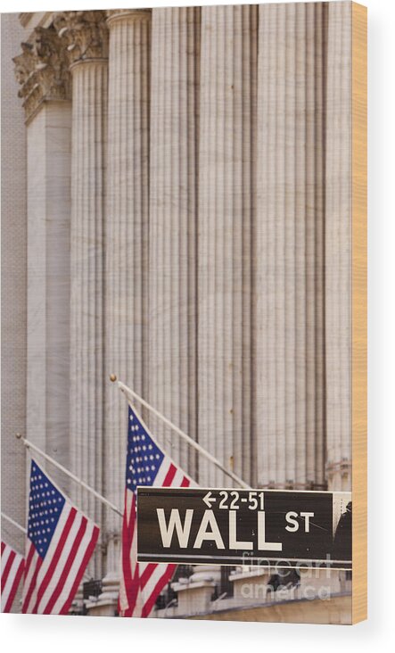 New York Wood Print featuring the photograph Wall Street Columns by Brian Jannsen