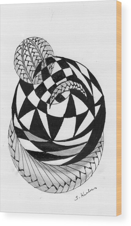 Pen And Ink Wood Print featuring the drawing Whimsey 4 by Susan Kubes