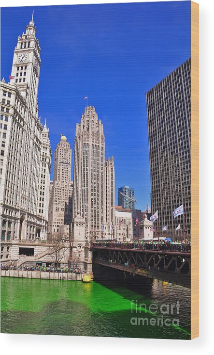 Wrigley Tower Chicago Wood Print featuring the photograph Wrigley Tower by Dejan Jovanovic