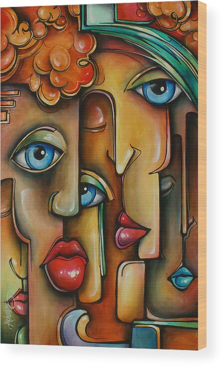 Portrait Wood Print featuring the painting ' Blend ' by Michael Lang