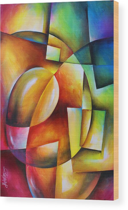 Abstract Wood Print featuring the painting ' Evolution 2 ' by Michael Lang